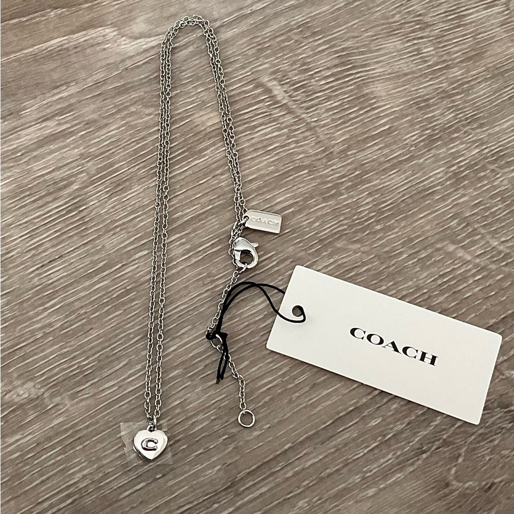COACH Necklace with Heart-Shaped Pendant - Silver - Picture 8 of 9